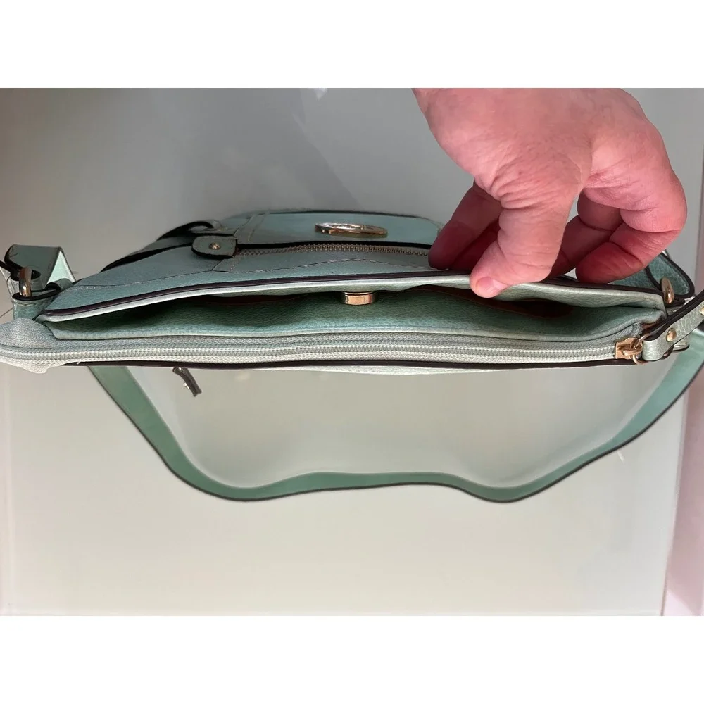 b.o.c. Born Concept Light Green Pebbled Faux Leather Crossbody Bag Purse